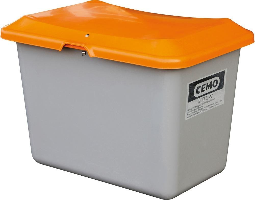CEMO Streugutbehälter 200 l B890xT600xH640 mm ohne Entnahmeöffnung grau/orange