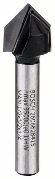 Bosch V-Nutfräser, 1/4 Zoll, D1 12,7 mm, L 12,7 mm, G 45 mm, 90°