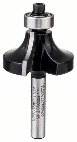 Bosch Abrundfräser, 1/4 Zoll, R1 9,5 mm, D 31,8 mm, L 16,2 mm, G 57 mm