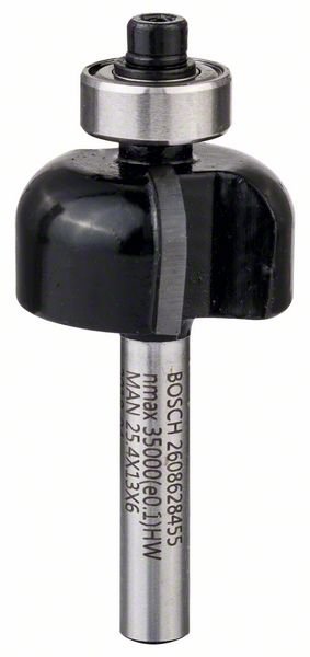 Bosch Hohlkehlenfräser, 6 mm, R1 6,4 mm, D 25,4 mm, L 12,6 mm, G 54 mm