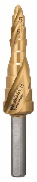Bosch Stufenbohrer HSS-TiN, 4 - 12 mm, 6 mm, 65 mm, 9 Stufen