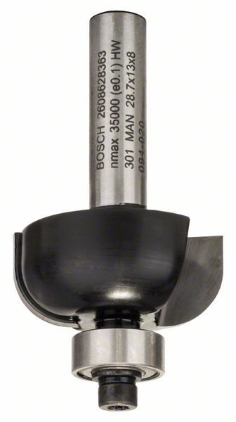 Bosch Hohlkehlenfräser, 8 mm, R1 8 mm, D 28,7 mm, L 13 mm, G 54 mm
