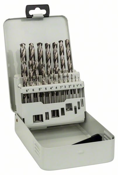 Bosch 19-tlg. Metallbohrer-Set HSS-G, DIN 338, 135° in Metallkassette, 1–10 mm