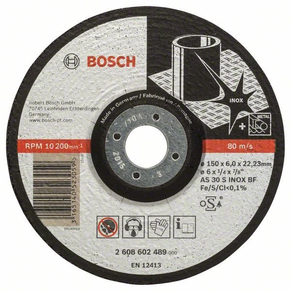 Bosch Schruppscheibe gekröpft Expert for Inox AS 30 S INOX BF, 150 mm, 22,23 mm, 6 mm