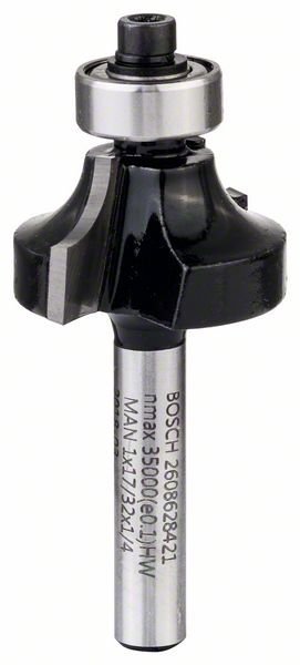 Bosch Abrundfräser, 1/4 Zoll, R1 6,3 mm, D 25,4 mm, L 13,2 mm, G 54 mm