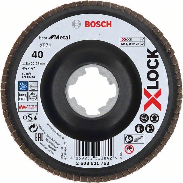Bosch X-LOCK Fächerschleifscheibe, Ø115 mm, G 60, X571, 1 Stk