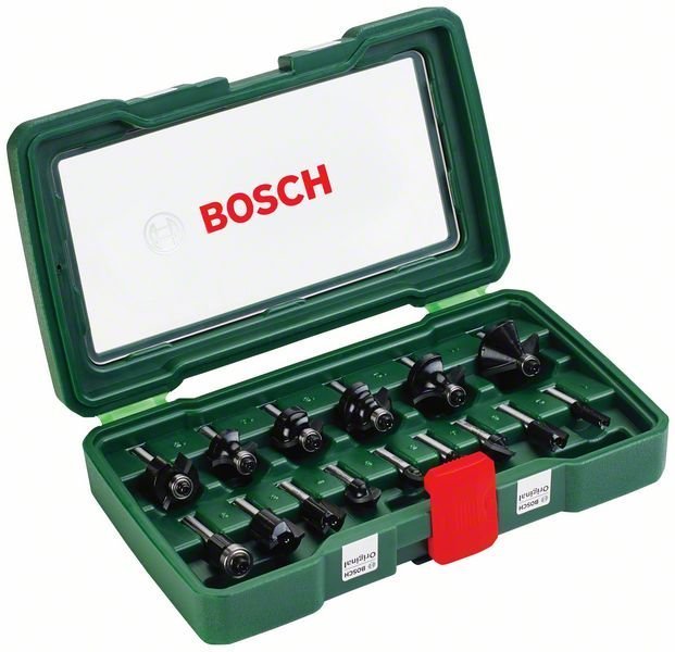 Bosch HM-Fräser-Set mit 1/4"-Schaft, 15-teilig