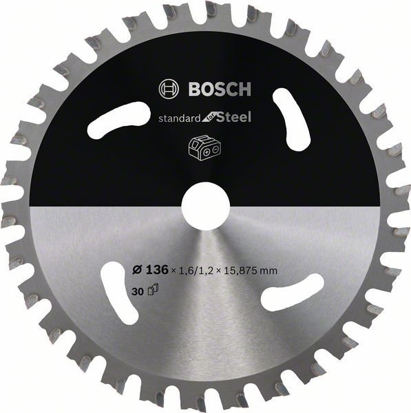 Bosch Akku-Kreissägeblatt Standard for Steel, 136 x 1,6/1,2 x 15,875, 30 Zähne