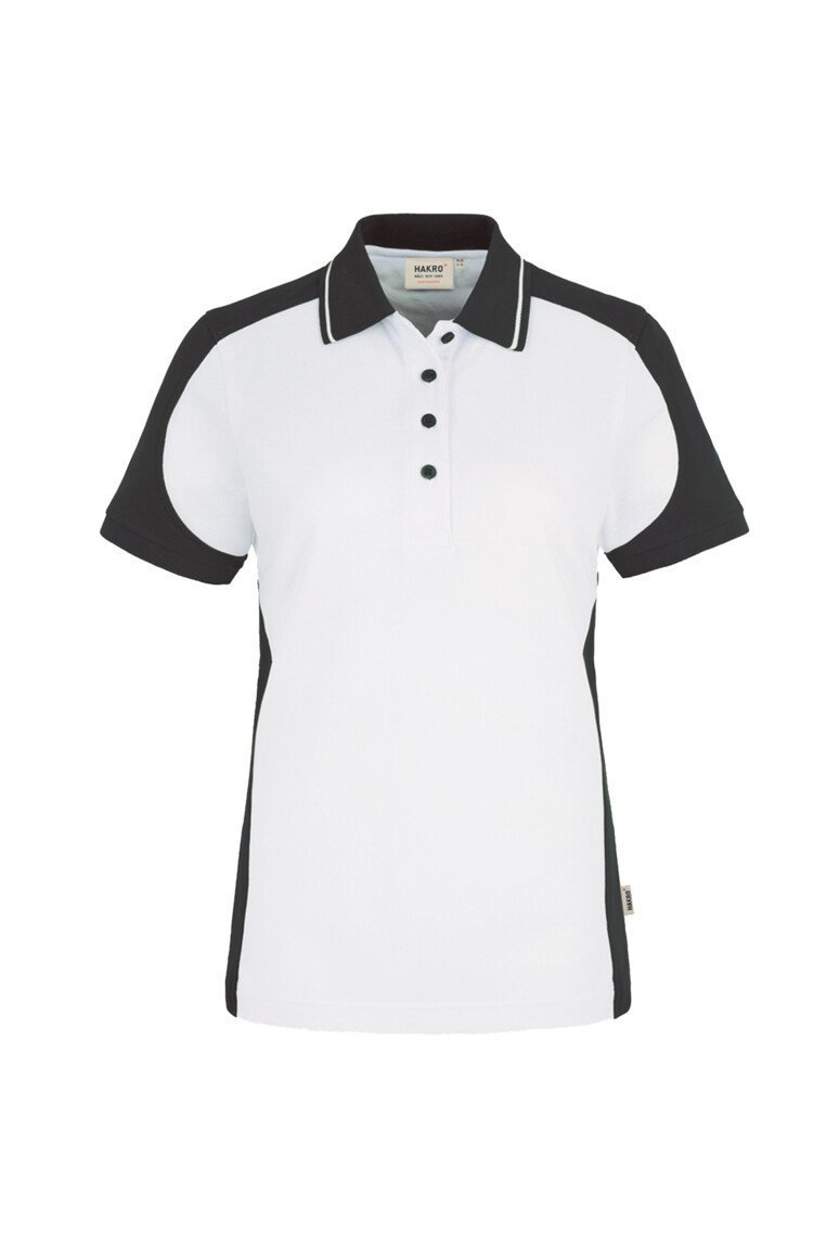 HAKRO Damen Poloshirt Contrast Mikralinar® 239 weiß/anthrazit, XS