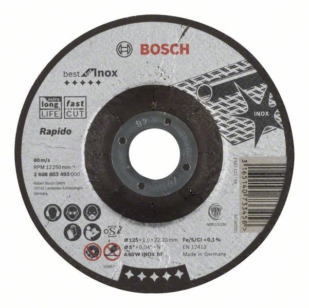 Bosch Trennscheibe gekröpft Best for Inox - Rapido A 60 W INOX BF, 125 mm, 1,0 mm