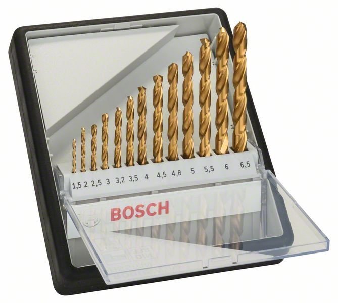 Bosch 13-tlg. Metallbohrer-Set, Robust Line, HSS-TiN, 135°, 1,5–6,5 mm