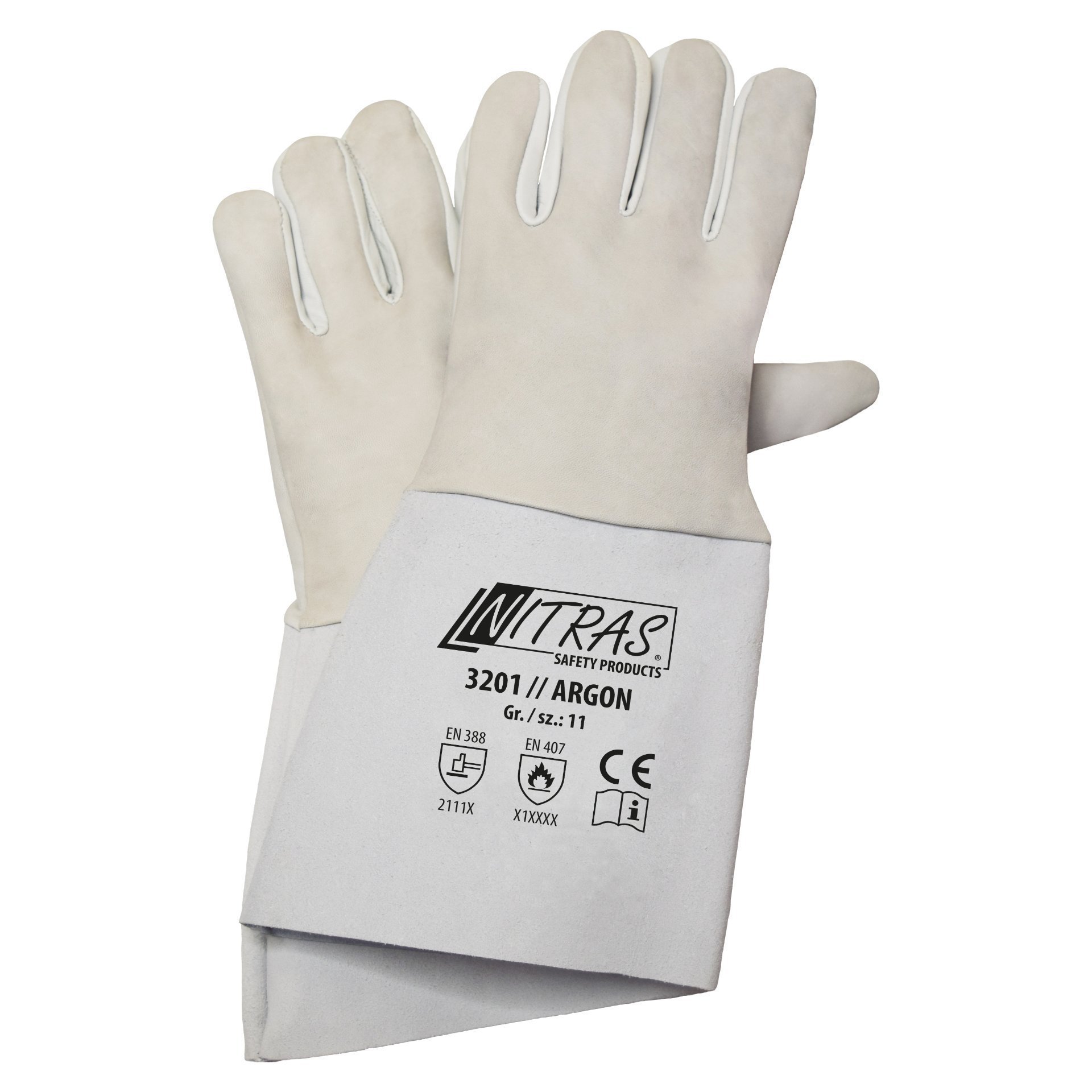 Nitras Argon Vollnappa-Handschuhe, grau, Gr. 11