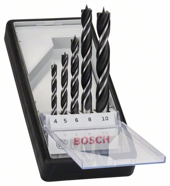 Bosch 5-tlg. Holzspiralbohrer-Set, Robust Line, 4–10 mm