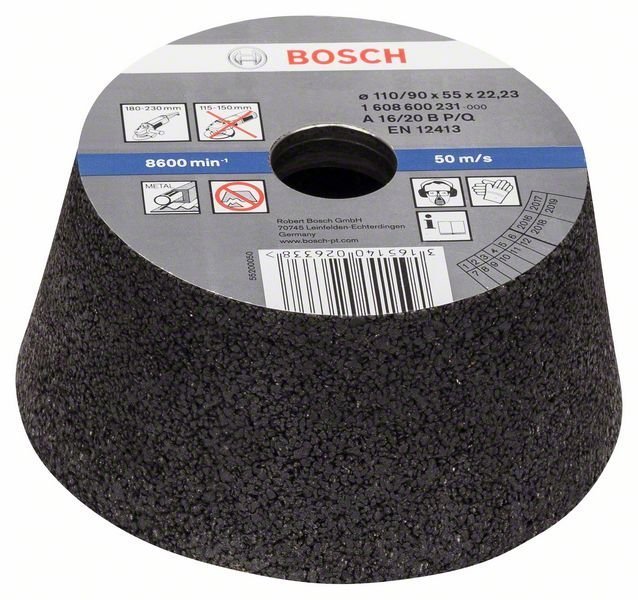 Bosch Schleiftopf, konisch-Metall/Guss 90 mm, 110 mm, 55 mm, K 16