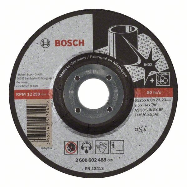 Bosch Schruppscheibe gekröpft Expert for Inox AS 30 S INOX BF, 125 mm, 22,23 mm, 6 mm