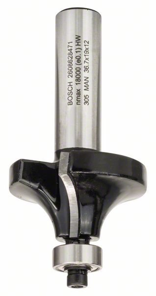 Bosch Abrundfräser, 12 mm, R1 12 mm, L 19 mm, G 70 mm