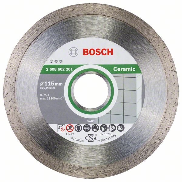 Bosch Diamanttrennscheibe Standard for Ceramic, 115 x 22,23 x 1,6 x 7 mm, 1er-Pack