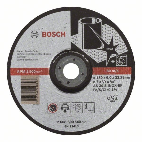 Bosch Schruppscheibe gekröpft Expert for Inox AS 30 S INOX BF, 180 mm, 22,23 mm, 6 mm