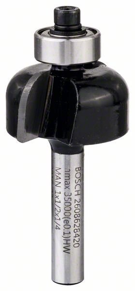 Bosch Hohlkehlenfräser, 1/4 Zoll, R1 6,3 mm, D 25,4 mm, L 12,7 mm, G 54 mm