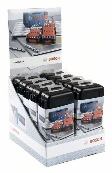 Bosch Display mit 10x18-tlg. Toughbox-Set, 135° 1- 10 mm. Für Bohrmaschinen/Schrauber