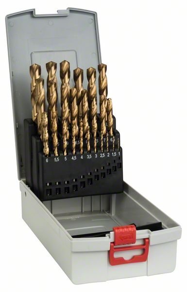 Bosch 25-tlg. ProBox-Set HSS-TiN, 1–13 mm. Für Bohrmaschinen/Schrauber