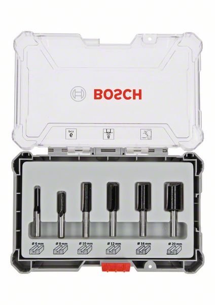 Bosch Fräser-Set, 6-teiliges Nutfräser-Set, 8-mm-Schaft. Für Handfräsen
