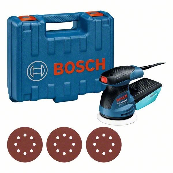 Bosch Exzenterschleifer GEX 125-1 AE, mit 3 x Schleifblatt C470, in Handwerkerkoffer
