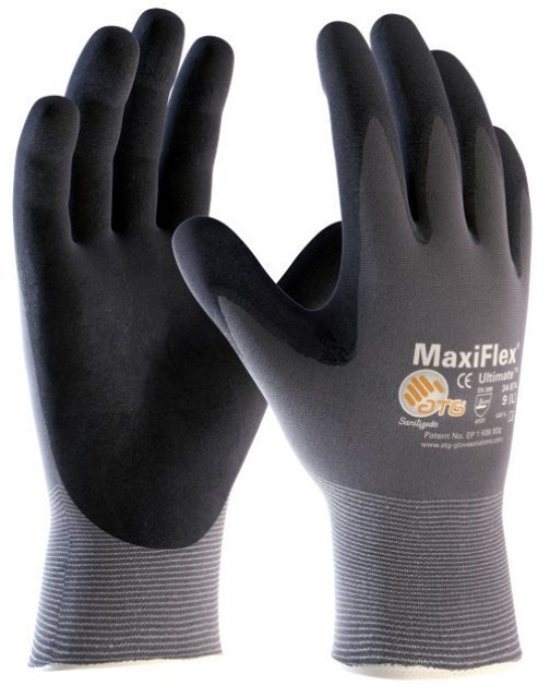 ATG (34-874) Montage-Handschuhe MaxiFlex - grau/schwarz Gr. 7