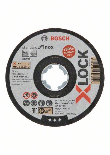 Bosch X-LOCK Standard for Inox 115 x 1 x 22,23 mm Trennscheibe gerade