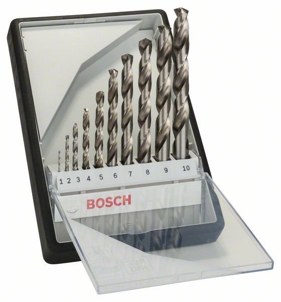 Bosch 10-tlg. Metallbohrer-Set, Robust Line, HSS-G, 135°, 1–10 mm