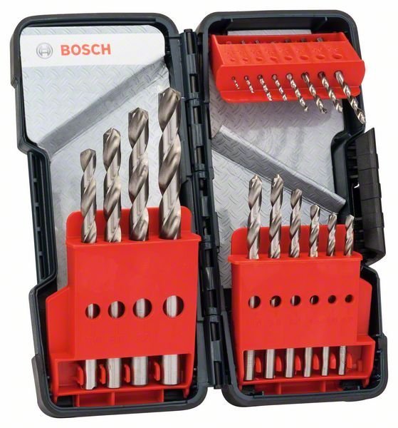Bosch 18-tlg. Metallbohrer-Set, Toughbox, HSS-G, DIN 338, 135°, 1–10 mm