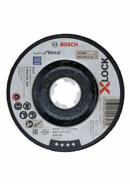 Bosch X-LOCK Expert for Metal 115 x 6 x 22,23 Schruppscheibe gekröpft