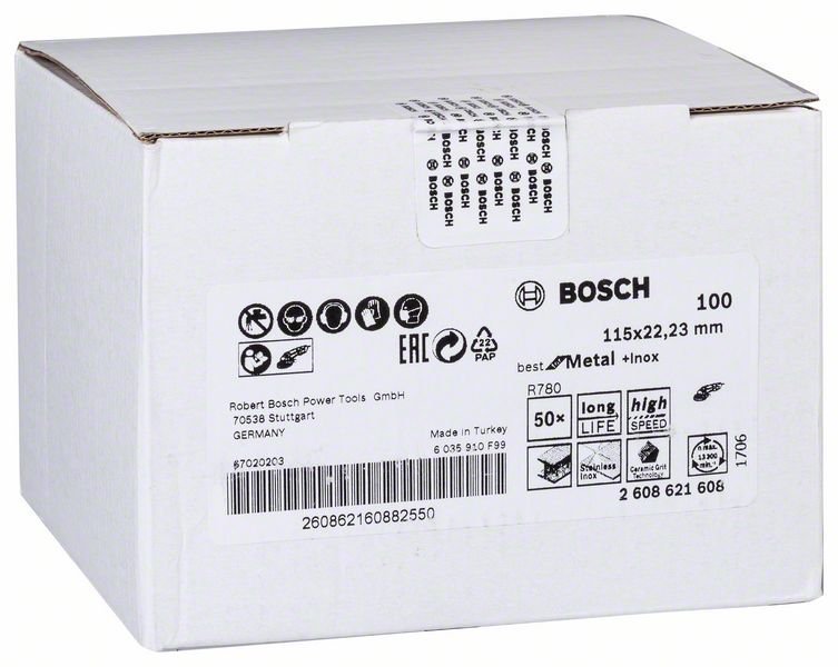 Bosch Fiberschleifscheibe R780 Best for Metal and Inox, 115 x 22,23 mm, 100