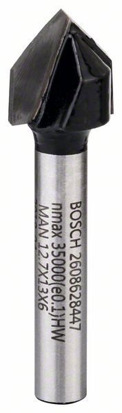 Bosch V-Nutfräser, 6 mm, D1 12,7 mm, L 12,7 mm, G 45 mm, 90°