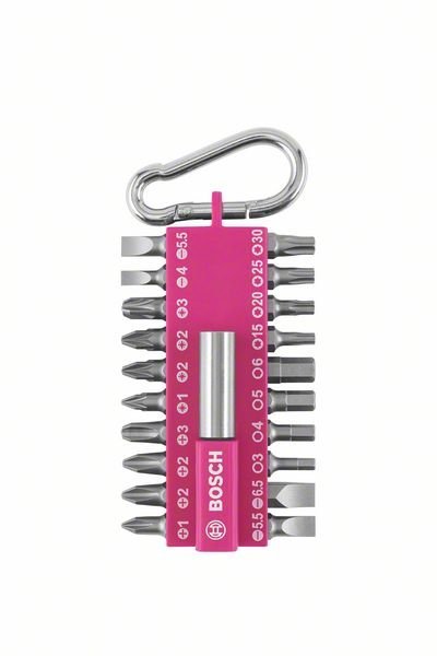 Bosch 21-teiliges Schrauberbit-Set mit Snap-hook (pink)  Ausstellerversion
