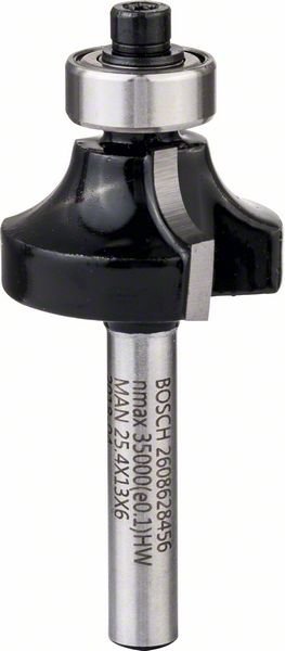 Bosch Abrundfräser, 6 mm, R1 6,3 mm, D 25,4 mm, L 13,1 mm, G 54 mm