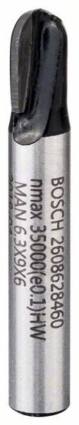 Bosch Hohlkehlfräser, 6 mm, R1 3,2 mm, D 6,35 mm, L 9,1 mm, G 40 mm