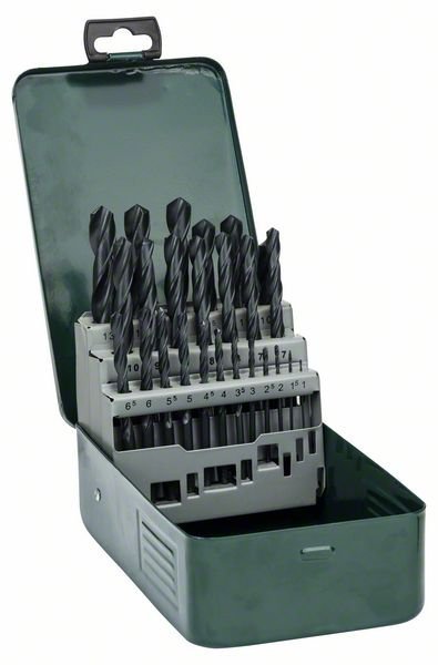 Bosch Metallbohrer-Set HSS-R, 25-teilig, 1 - 13 mm, Metallkassette
