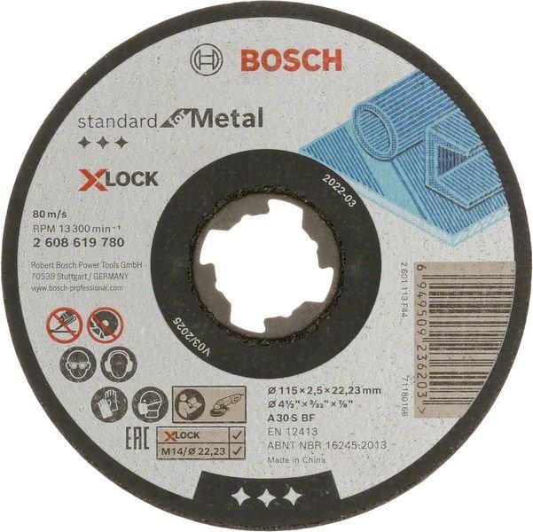 Bosch Trennscheiben gerader Ausführung, Standard for Metal X-Lock, Durchmesser 115 mm