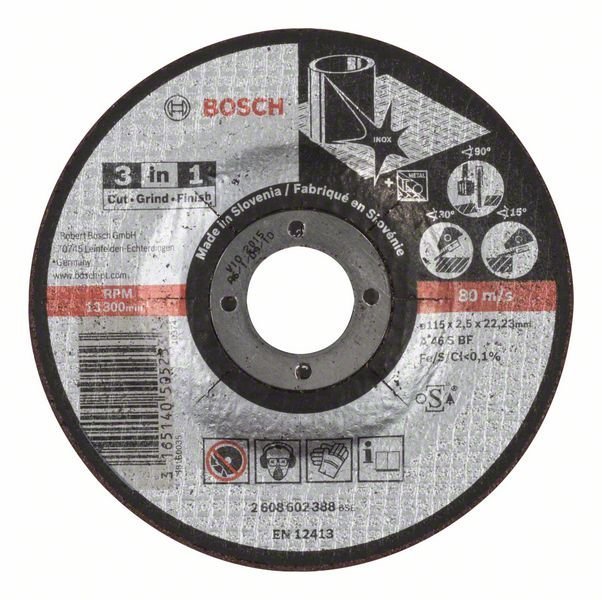 Bosch Trennscheibe 3-in-1 A 46 S BF, gekröpft, 115 mm, 2,5 mm
