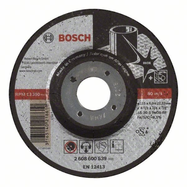 Bosch Schruppscheibe gekröpft Expert for Inox AS 30 S INOX BF, 115 mm, 22,23 mm, 6 mm