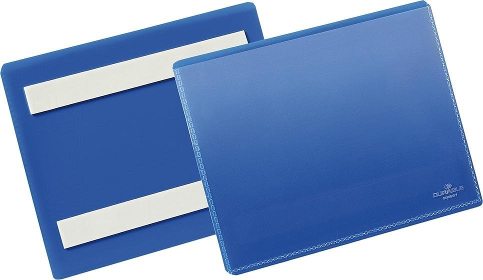 Durable Hunke & Jochheim Etikettentasche B148xH105 mm A6 quer blau, selbstklebend VE 50 Stück